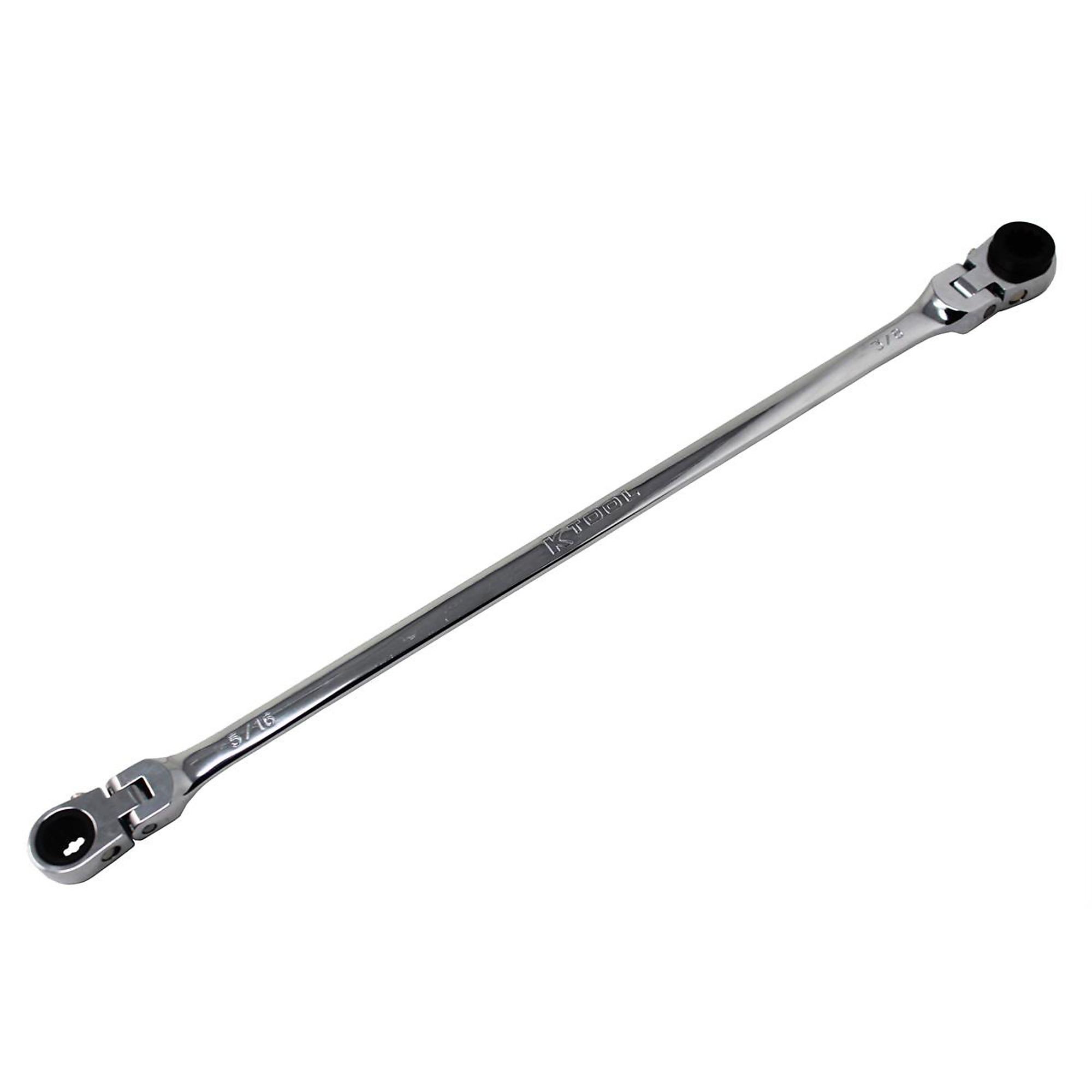 K-Tool International Double Box Universal Spline Ratcheting Wrench — 5/16in. x 3/8in., 90 Tooth, Extra Long, Flexible, Model# KTIXDRF51638